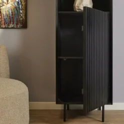 Colonne salon bois noir 1 porte rainurée CORTINA