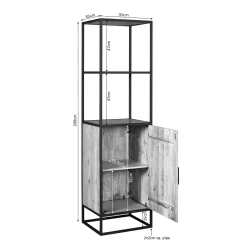 Colonne salon en bois clair 1 porte 2 plateaux RIVANO