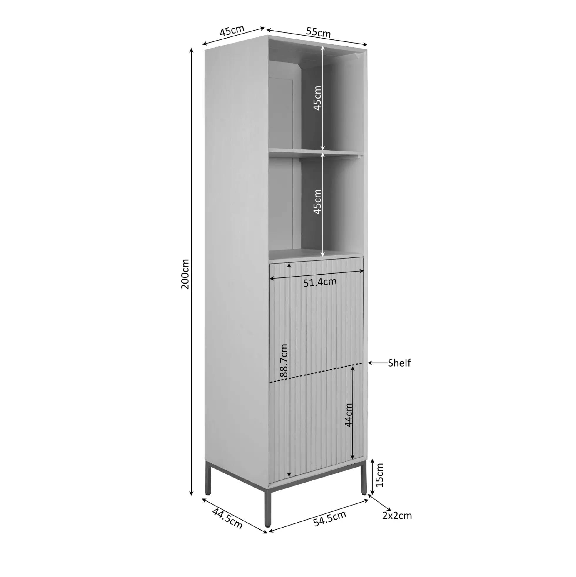 Colonne vintage bois brun 1 porte rainurée CORTINA