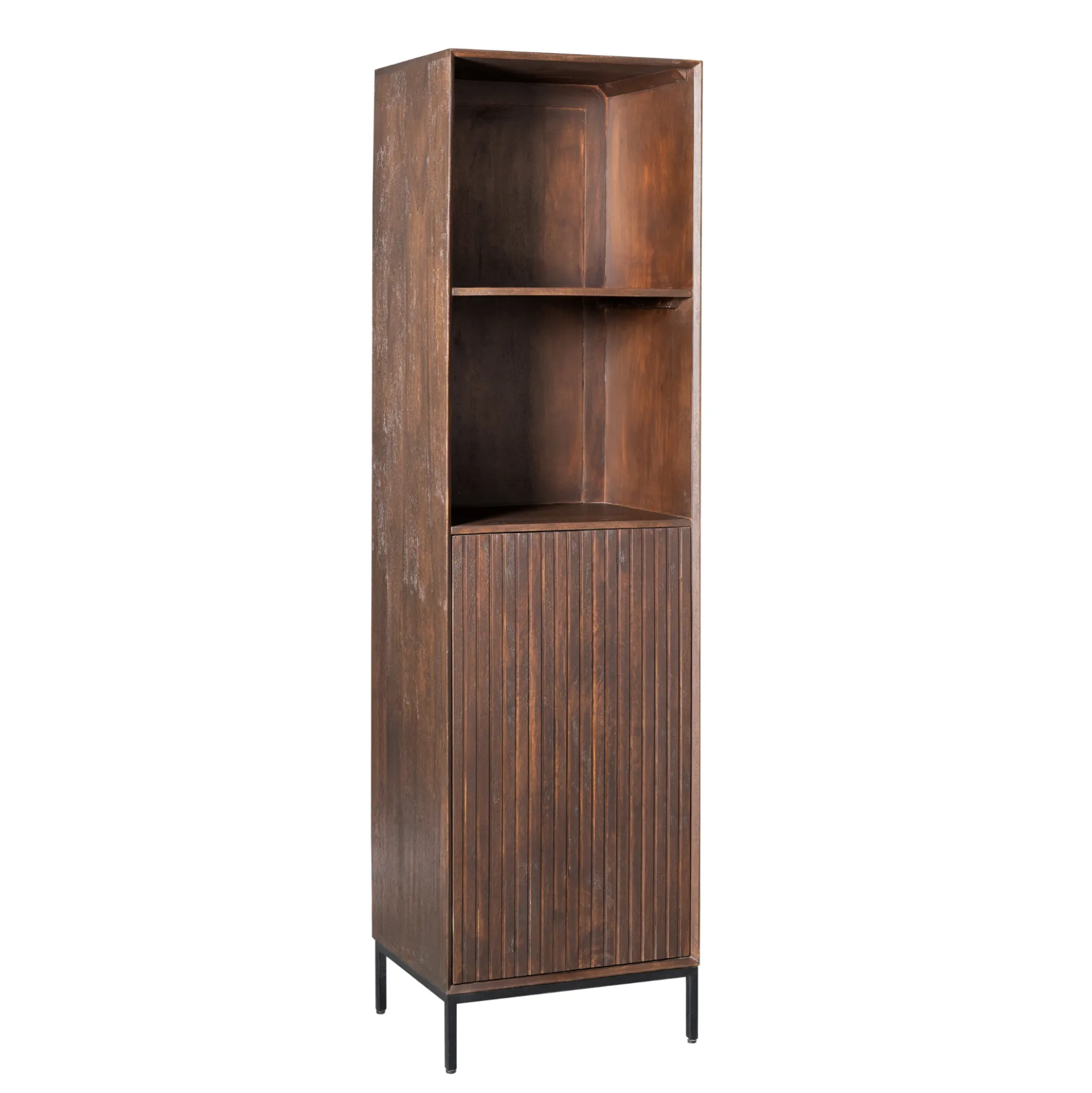 Colonne vintage bois brun 1 porte rainurée CORTINA