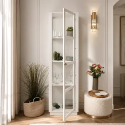Colonne vitrine blanche 1 porte 4 niveaux RAVEN