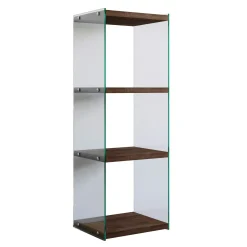 Colonne vitrine design - bois brun, 4 plateaux LHASA