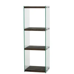 Colonne vitrine design - bois gris foncé, 4 plateaux LHASA