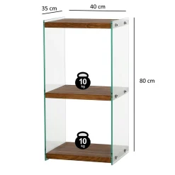 Colonne vitrine design - bois marron, 3 plateaux LHASA