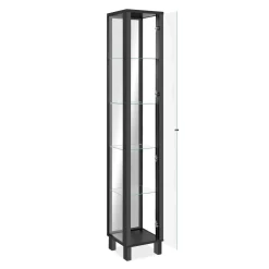 Colonne vitrine noire 5 niveaux 1 miroir RAVEN