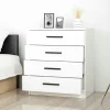 Commode blanche moderne 4 tiroirs, poignées noires MARFA