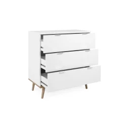 Commode blanche 3 tiroirs style scandinave ALVA