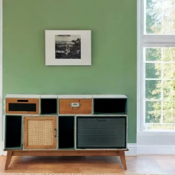 Commode bleue/verte 2 tiroirs 2 portes 4 niches LAMPHUN