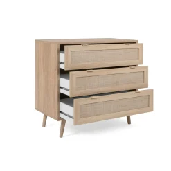 Commode bohème 3 tiroirs effet rotin SONA