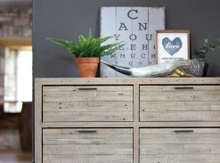 Commode bois recyclé grisé 6 tiroirs SIENNE