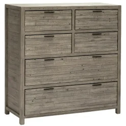 Commode bois recyclé grisé 6 tiroirs SIENNE