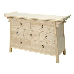 Commode / Buffet Chinois Hévéa 7 tiroirs 120x45x79cm MAORI