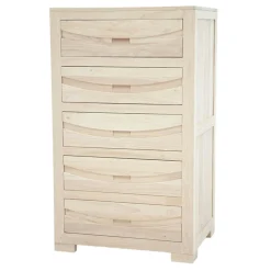 Commode Chiffonnier Hévéa 5 tiroirs 65x50x110cm NIAGARA