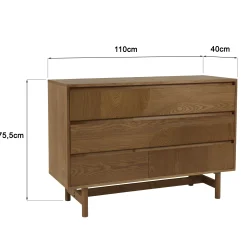Commode couleur naturelle 3 tiroirs décor motif arrondi CORIA