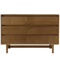 Commode couleur naturelle 3 tiroirs décor motif arrondi CORIA