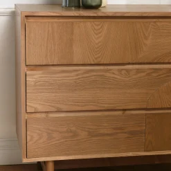 Commode couleur naturelle 3 tiroirs décor motif arrondi CORIA