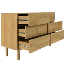 Commode couleur naturelle 6 tiroirs décor motif arrondi ELTON