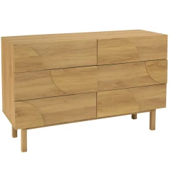 Commode couleur naturelle 6 tiroirs décor motif arrondi ELTON