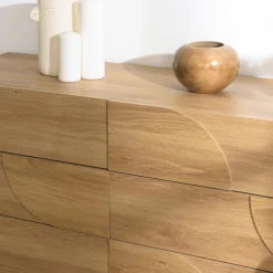 Commode couleur naturelle 6 tiroirs décor motif arrondi ELTON