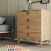 Commode de chambre 4 tiroirs effet bois clair MARFA