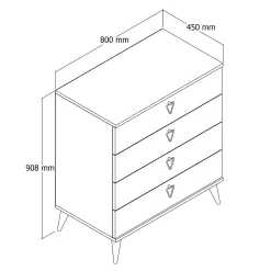 Commode de chambre 4 tiroirs effet bois clair MARFA