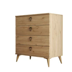 Commode de chambre 4 tiroirs effet bois clair MARFA