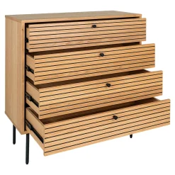 Commode d'entrée 4 tiroirs effet rainuré ASSENS