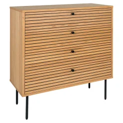 Commode d'entrée 4 tiroirs effet rainuré ASSENS