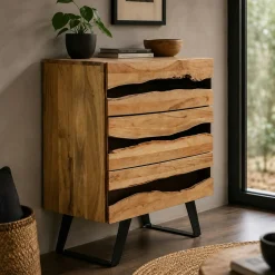 Commode en bois d'acacia 3 tiroirs CANYON