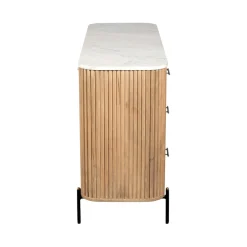 Commode en bois de manguier et marbre 6 tiroirs MASSA