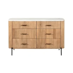 Commode en bois de manguier et marbre 6 tiroirs MASSA