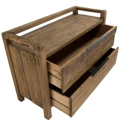 Commode en bois de pin recyclé 2 tiroirs DENVER