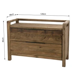 Commode en bois de pin recyclé 2 tiroirs DENVER