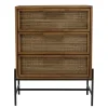 Commode en teck recyclé 3 tiroirs tressage coco SWING