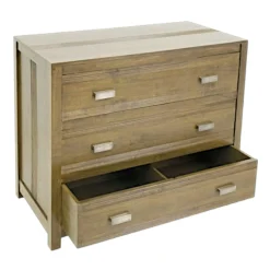 Commode exotique bois massif hévéa 3 tiroirs GALA