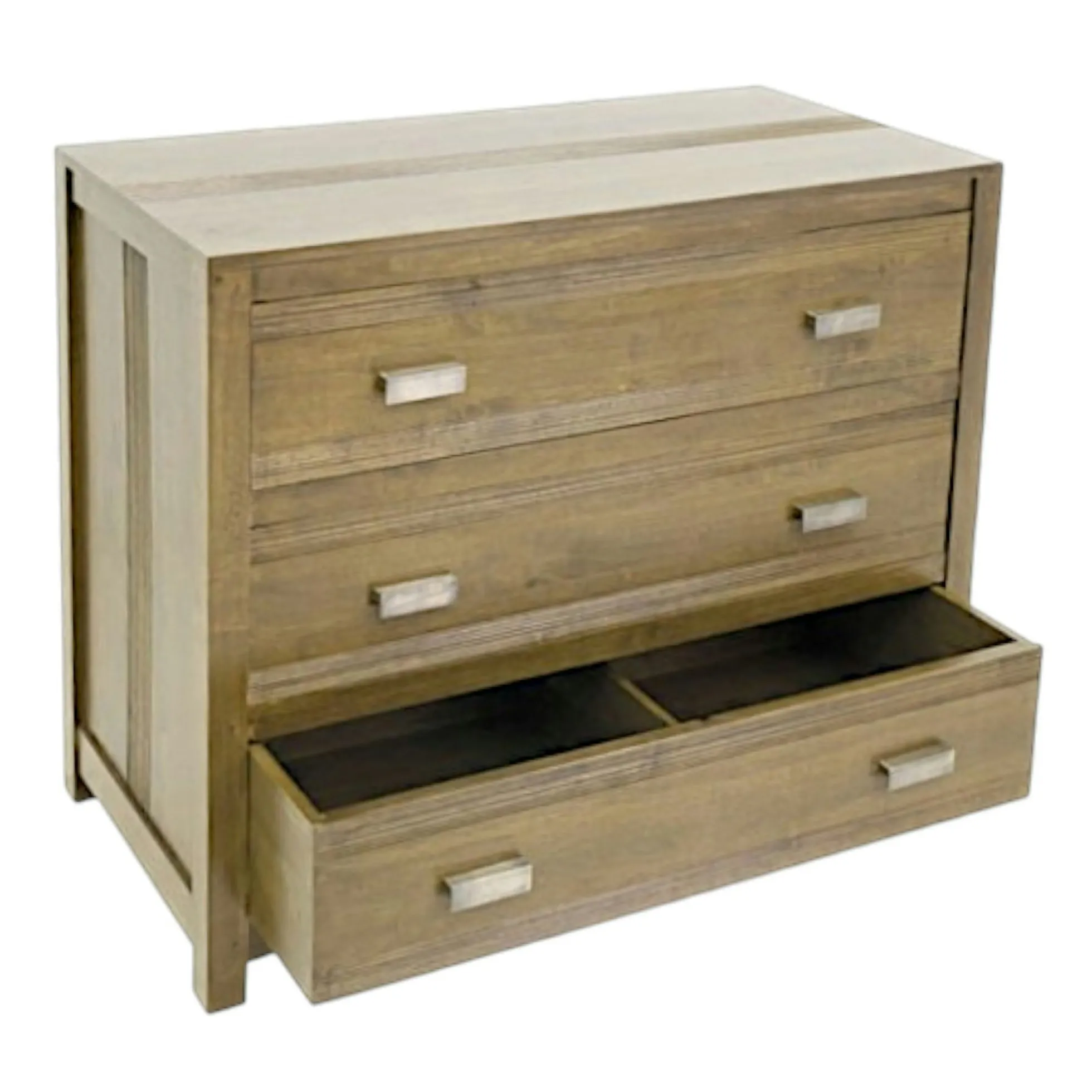 Commode exotique bois massif hévéa 3 tiroirs GALA