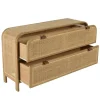 Commode forme arrondie en mindi et rotin naturel 2 tiroirs TIVARO