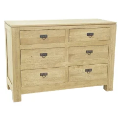 Commode Hévéa 6 tiroirs 115x48x80cm HELENA