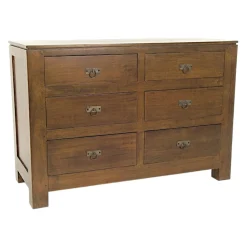 Commode Hévéa 6 tiroirs 115x48x80cm HELENA