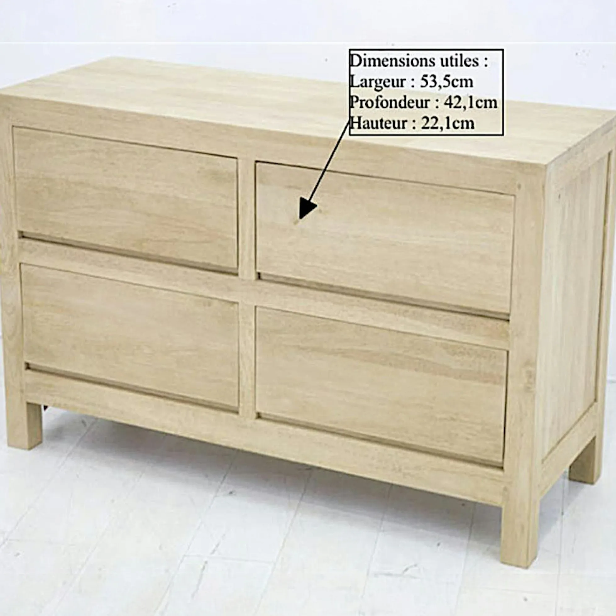 Commode moderne hévéa 4 tiroirs 130cm OLGA