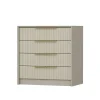 Commode moderne 4 tiroirs beige, façade rainurée BYRON