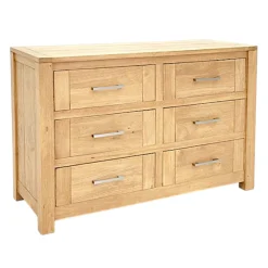Commode moderne 6 tiroirs bois massif hévéa ATTAN