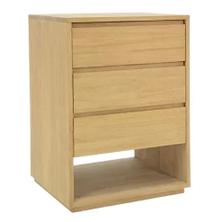 Commode / Table de Chevet Hévéa 3 tiroirs, 1 niche basse 60x50x86cm BALTIC