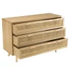 Commode 3 tiroirs bois clair et cannage ALGA