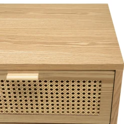 Commode 3 tiroirs bois clair et cannage ALGA