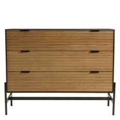 Commode 3 tiroirs bois noir et pin ALMEIRA