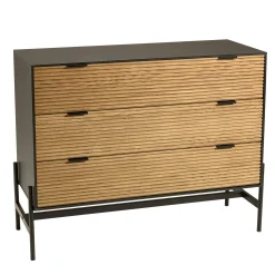 Commode 3 tiroirs bois noir et pin ALMEIRA