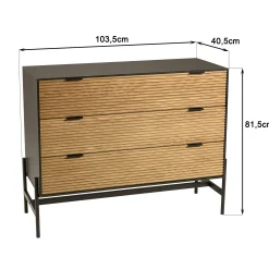 Commode 3 tiroirs bois noir et pin ALMEIRA