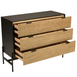Commode 3 tiroirs bois noir et pin ALMEIRA