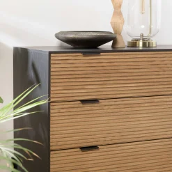 Commode 3 tiroirs bois noir et pin ALMEIRA